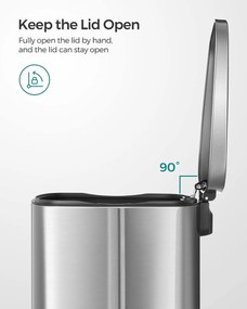 Kuchynský odpadkový kôš 50 L, pedálový, strieborný