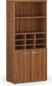Triediaci regál s dverami PRIMO WOOD, 800 x 420 x 1781 mm, 9 priehradok, orech