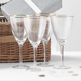 GOLDEN TWENTIES Poháre na víno so zlatým okrajom 280 ml