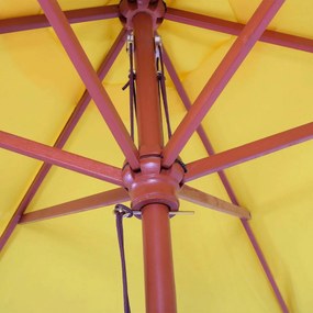 Slnečník Florida Ø 3m - polyester/drevo - žltá