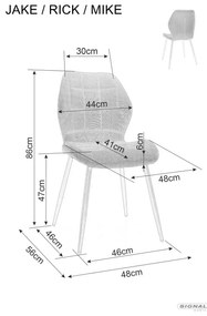 Sametová jídelní židle Mike šedá