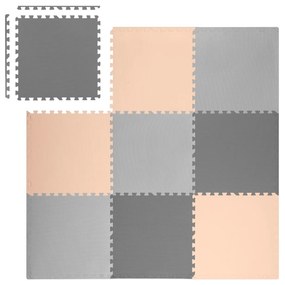 Duża mata piankowa puzzle Ricokids 180x180cm 9 szt szaro-brzoskwiniowa