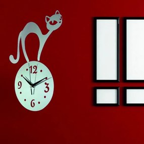 SENTOP | Nástenné hodiny mačka, zrkadlové hodiny na stenu kocúr I SENTOP IA-185-S HEU- analógové