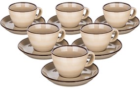 Banquet Súprava 6 šálok s podšálkami Palas 90 ml, krémová