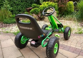 RAMIZ ŠĽAPACIA KÁRA GOKART A15 S NAFUKOVACÍMI KOLESAMI - Zelená 2024