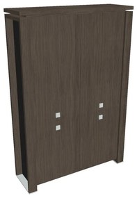 Vysoká skriňa Verno+ S 140 x 46 x 210 cm, delená, dub antracit / čierna