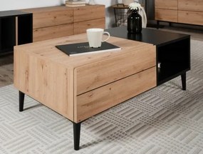 Konferenčný stolík so zásuvkou Nola, dub artisan/čierny%