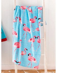 Modro-ružová plážová osuška 160x76 cm Flamingo - Catherine Lansfield