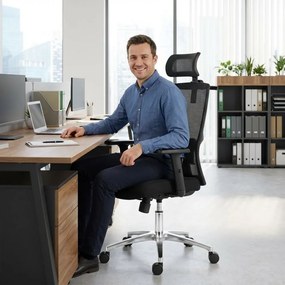 Kancelárska ergonomická stolička Neoseat GRANDINI — čierna, nosnosť 150 kg