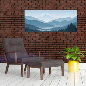 Obraz - Hory pohľadom grafika (120x50 cm)