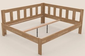 Rohová posteľ so zástenou vľavo Tema L 180x200 cm, prírodný buk
