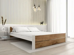 Posteľ IKAROS DOUBLE 160 x 200 cm, dub artisan/biela Rošt: S latkovým roštom, Matrac: Matrac COCO MAXI 20 cm