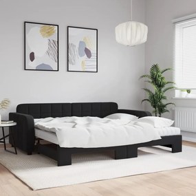 Rozkladacia denná posteľ s matracmi čierna 90x200 cm zamat 3196957