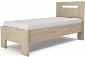 Texpol LÍVIA H - masívna dubová posteľ s horizontálne deleným čelom 140 x 200 cm, dub masív