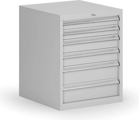 Závesný dielenský box k stolu G8, 6 zásuviek, 560 x 600 x 700 mm, sivá