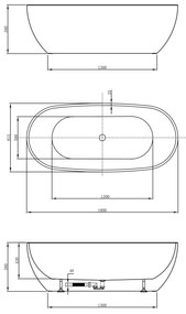 Aqualine Aqualine, DOURO voľne stojaca vaňa 180x80cm, biela, E1880