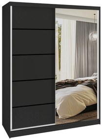 Šatníková skriňa SERENITY 133 cm čierny mat MBP SERENITY SZP6/0/B/B/0/HIAL