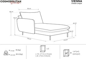 Modrá zamatová leňoška Cosmopolitan Design Vienna, ľavý roh