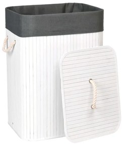 Kôš na bielizeň bambusový 80 l biely / sivý