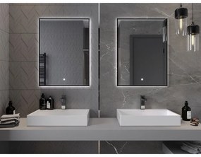 Mexen Erma, LED kúpeľňové zrkadlo s podsvietením a čiernym rámom 60x80 cm, 6000K, ochrana proti zahmlievaniu, 9814-060-080-611-70