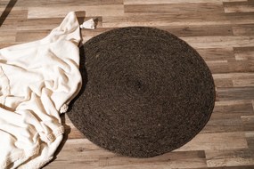 Čierny prírodný okrúhly jutový koberec - 90 cm