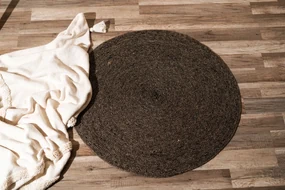 Čierny prírodný okrúhly jutový koberec - 90 cm