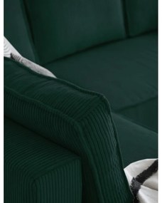 Tmavozelená menčestrová rozkladacia rohová pohovka (ľavý roh/do tvaru "U") Brave Dave – Miuform