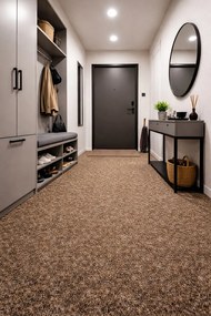 Metrážny koberec Lindau 80 Hnedý, záťažový, na mieru, šíře 4m, hnedá, resine, chodba / predsieň, Den Braven