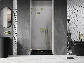 Mexen, Mexen Lunar L výklopné sprchové dvere ľavé 85 cm, transparentné, brúsené zlaté - 834L-085-000-55-00-L