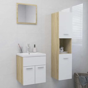 Súprava kúpeľňového nábytku biela a dub sonoma drevotrieska 3070951