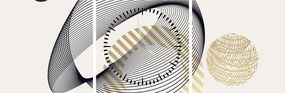 Obraz - Geometrické tvary N⁰3 (s hodinami) (90x30 cm)
