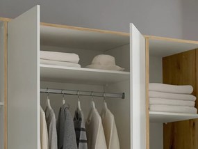 Šatníková skriňa Valencia, 206 cm, dub artisan/biela