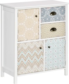 HOMCOM Komoda do Spálne s 2 Zásuvkami a 3 Komorami s Vzorovanými Čelami a Vintage Úchytkami 68x34x80 cm Viacfarebná | Aosom