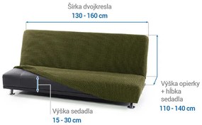 Super strečové poťahy NIAGARA zelená dvojkreslo s drevenými rúčkami (š. 130 - 160 cm)