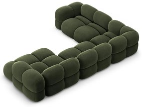 Zelená zamatová rohová pohovka (ľavý roh/do tvaru "U") Loretto – Cosmopolitan Design