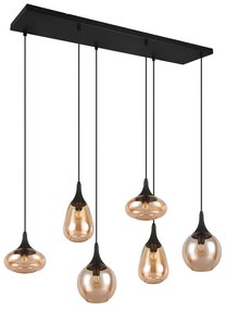Čierno-oranžové závesné svietidlo so skleneným tienidlom Lumina – Trio