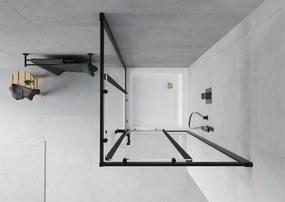 Mexen Rio štvorcový sprchový kút 80 x 80 cm, transparentný, čierny + vanička, biela - 860-080-080-70-00-4510