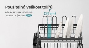 Dvoupatrový odkapávač na nádobí Barny černý