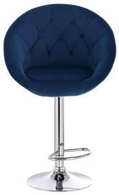 LuxuryForm DESIGN Barová stolička VERA VELUR na striebornom tanieri - modrá