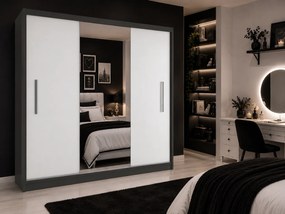 Šatníková skriňa s posuvnými dverami 200 cm PRIMO so zrkadlom biela matná  MES PRIMO SZP1/1/B/W/0/AL