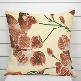 Biante Bavlnená obliečka na vankúš Sandra SA-536 Hnedé orchidey na vanilkovo žltom 70 x 90 cm