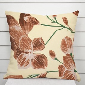 Biante Bavlnená obliečka na vankúš Sandra SA-536 Hnedé orchidey na vanilkovo žltom 30 x 50 cm