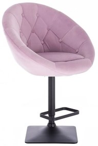 LuxuryForm DESIGN Barová stolička VERA VELUR na čiernej hranatej základni- levanduľa