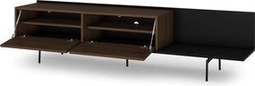 RTV skrinka Zenar 200 cm s kovovými nohami - elegantný orech / čierny