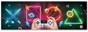 Gario Obraz na plátne Herné symboly a gamepad Rozmery: 150 x 50 cm
