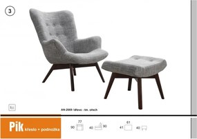 Kreslo Picolo s podnožkou, květy / prirodny (AN 2108)