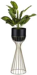 KOVOVÝ KVETINÁČ SO STOJANOM GLAM 56X20 CM ČIERNA/ZLATÁ