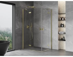 Mexen Mist-H Duo, 2-krídlový výklopný sprchový kút 120 x 100 cm, číre sklo, zlatý lesklý profil, 8A5-120L-100P-50-00
