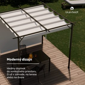 Blumfeldt Pantheon Robust, pergola, 3 x 3 m, s bočnými roletami, práškovo lakovaná oceľ odolná voči poveternostným vplyvom