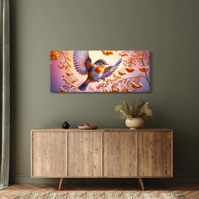 Obraz - Vták s jarabinou (120x50 cm)